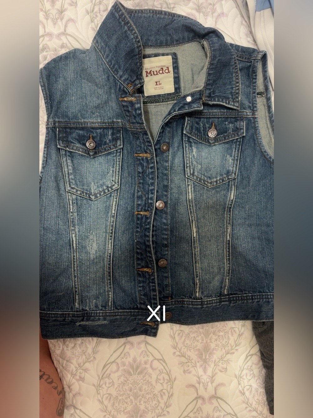 Mudd Blue Denim Vest with Button Front- XL